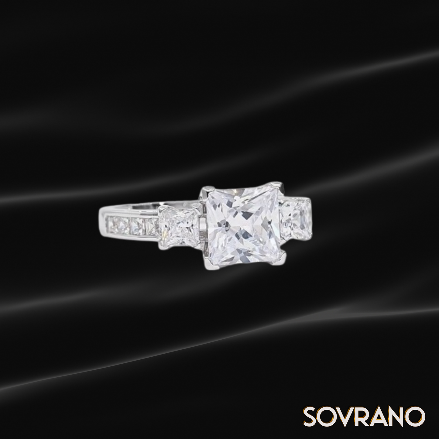 Princess Cut 3 Stone Engagement Ring