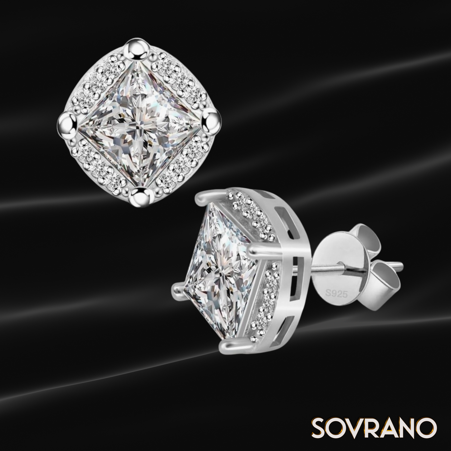 Princess Cut Stud Earrings