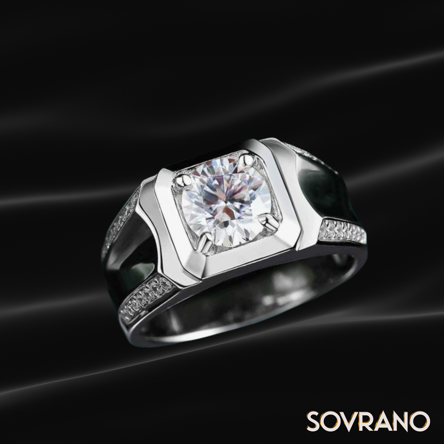 Sterling Silver Men’s Solitaire Moissanite Ring