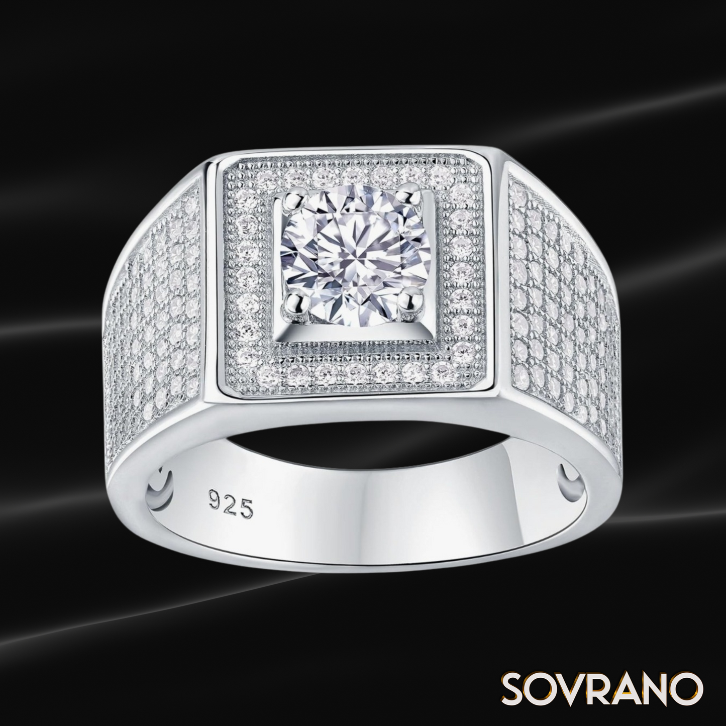 Silver Mens Enternity Round Cut Ring