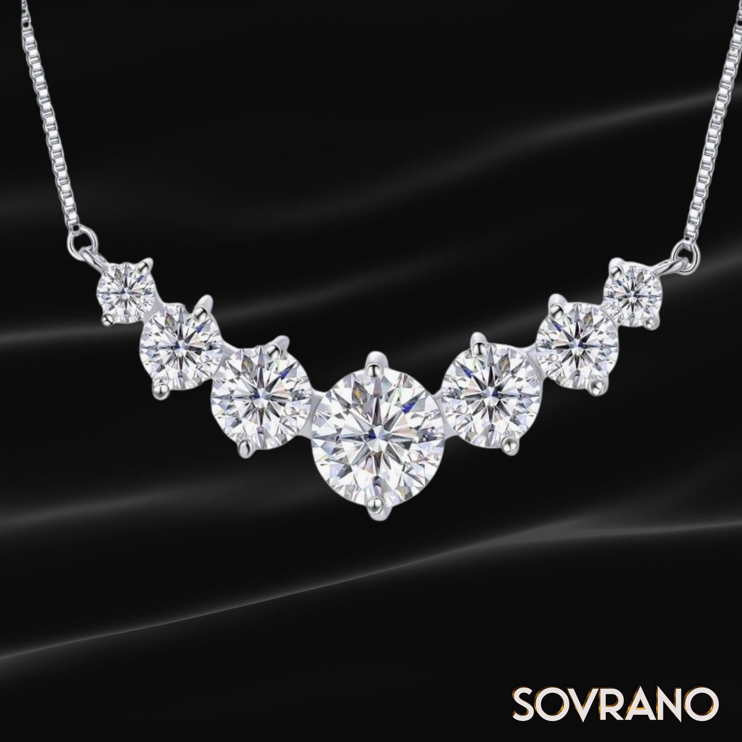 7 Stone Moissanite Necklace