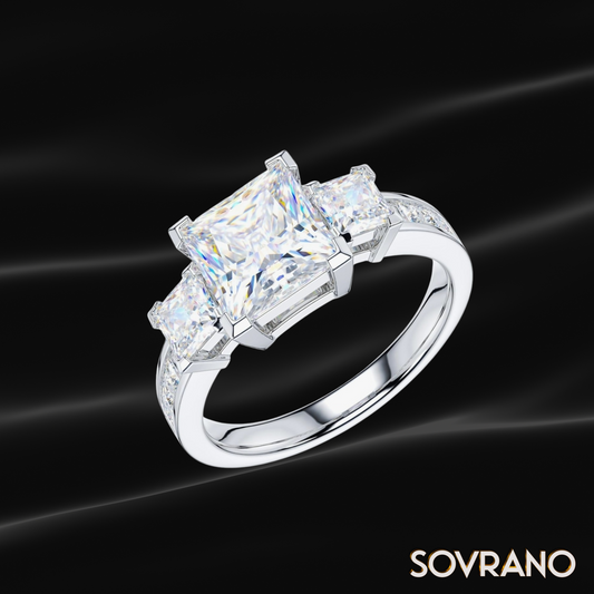 Princess Cut 3 Stone Engagement Ring